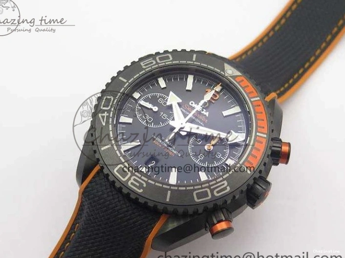 0120 Planet Ocean Master Chronometer Chrono DLC OM 1:1 Best Edition Black Dial On Nylon Strap A Chic 8103